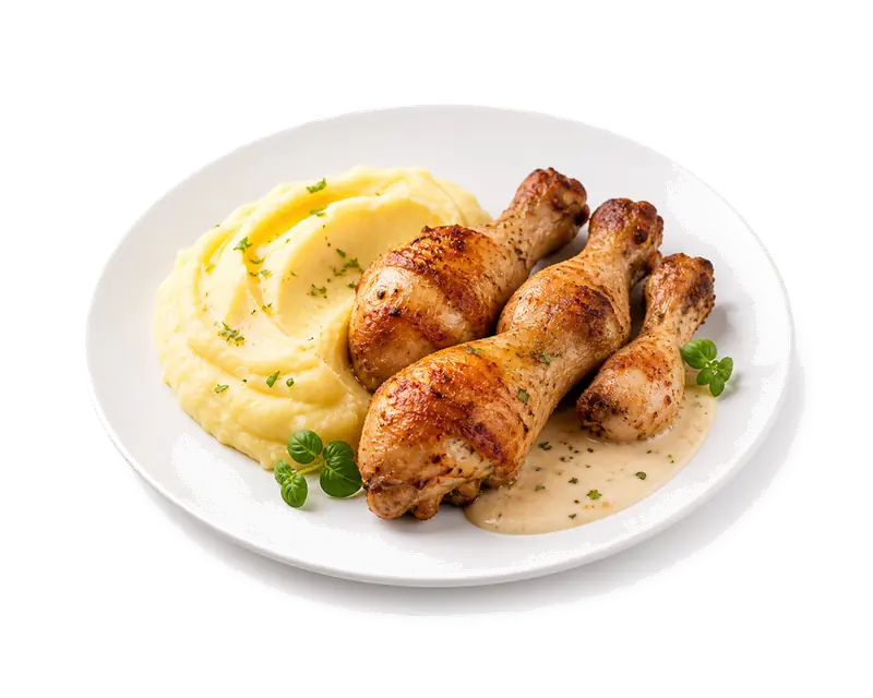 Голени с пюре и соусом
